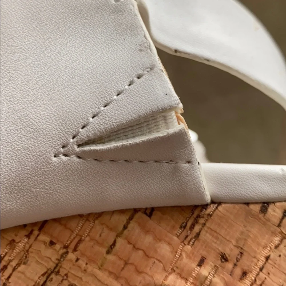 Calvin Klein white/cork leather wedge sandal size 8